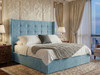 Georgia Ottoman Bed with wing design and tufted accents, customizable with diamante or fabric buttons, low footboard.